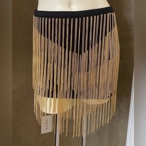 Gold Label WOW Couture Fringe Skirt Gold color heavy Chain Fringe Women’s M